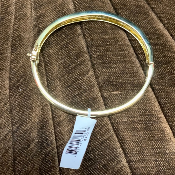 Diamond Accent Greek Key Style Silver Plated Bangle - Picture 2 of 6